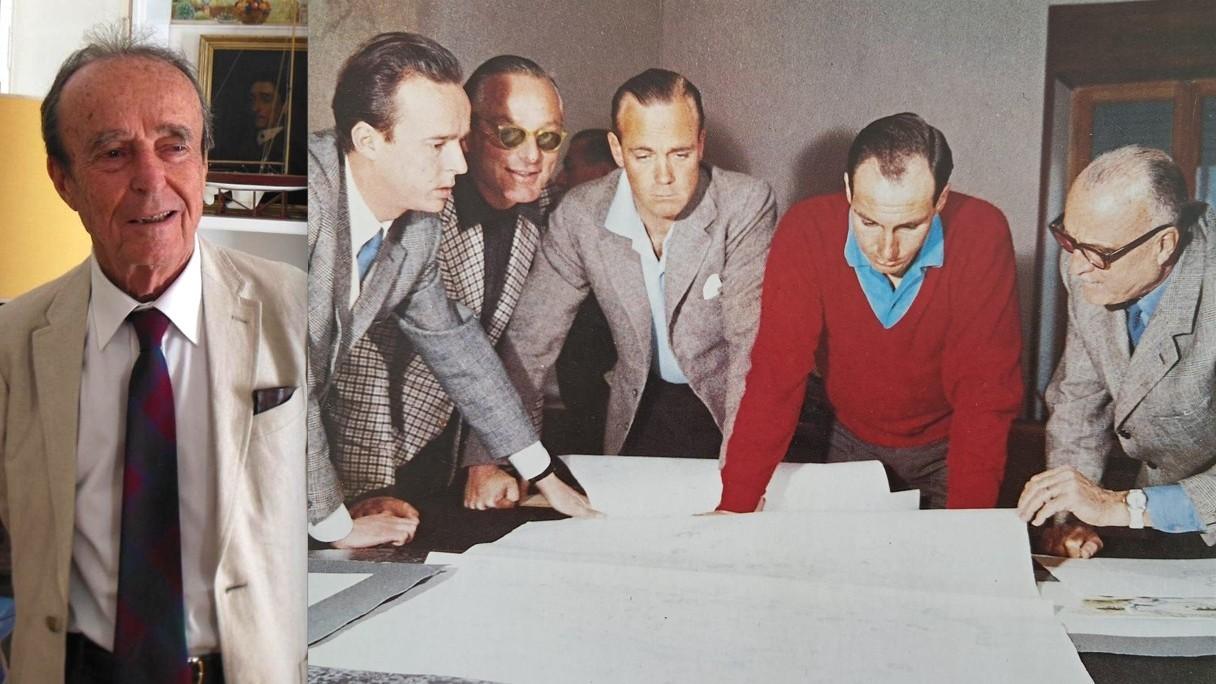 
	Giancarlo Busiri Vici oggi e, accanto, l'architetto (a sinistra) insieme all'Aga Khan

