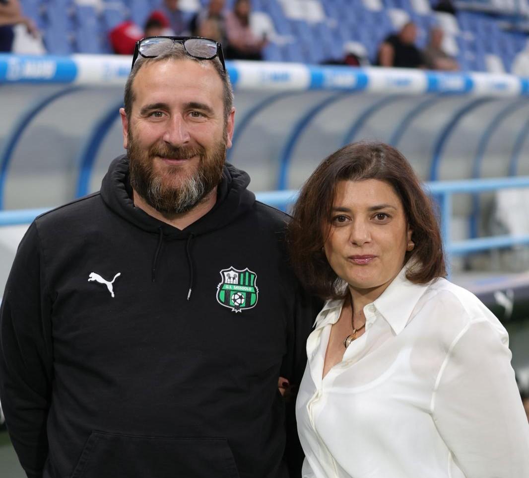 
	Davide Balugani, tecnico della Primavera femminile vice campione d&rsquo;Italia, con Veronica Squinzi

