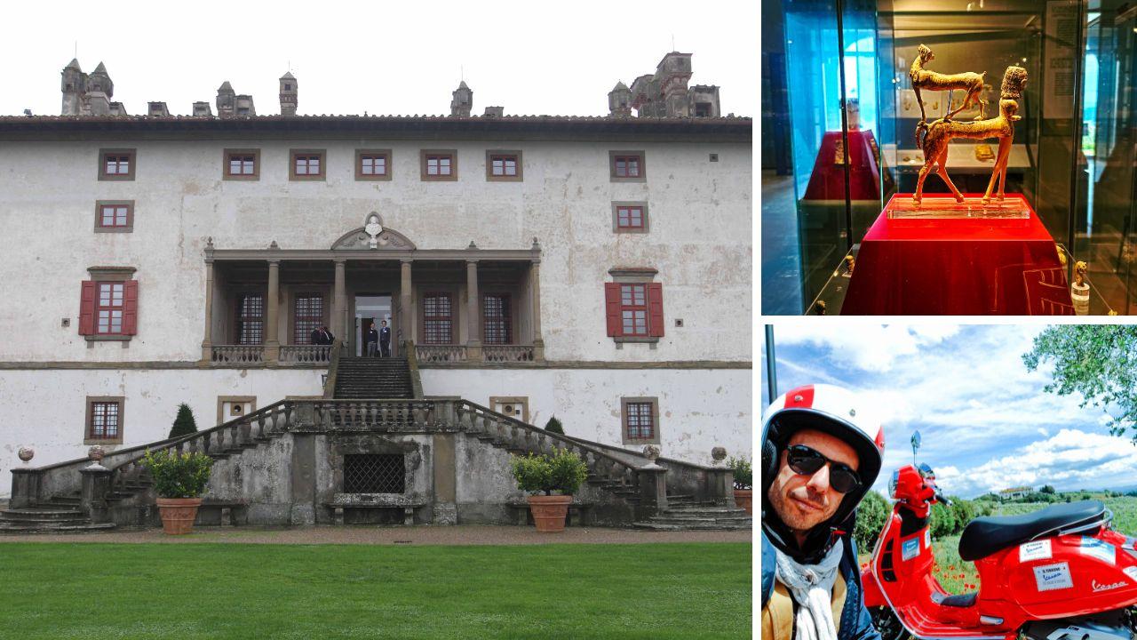 Vespa compie 80 anni, il Tirreno ad Artimino tra panorami suggestivi, il museo archeologico e la “villa dei Cento Camini” (amata dai vip)