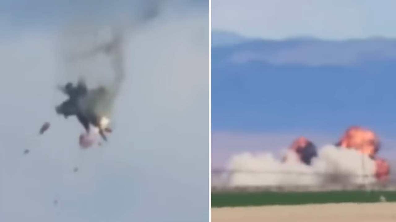 Panico all’airshow, scontro in volo tra due caccia militari: il video della collisione