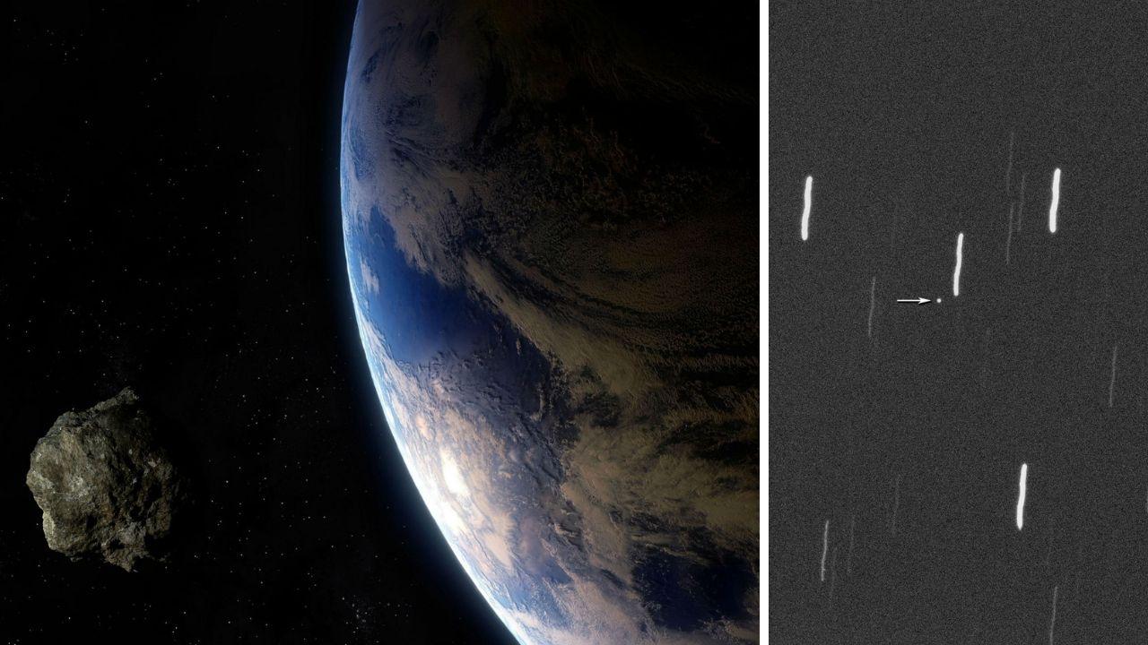 
	Nella foto a dx l'asteroide 2026 JH2 in un'immagine ripresa dall'astrofisico Gianluca Masi nella notte del 17 maggio

