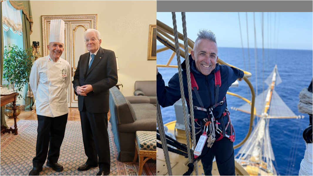 
	Pietro Catzola con il presidente Sergio Mattarella e in barca, la sua grande passione

