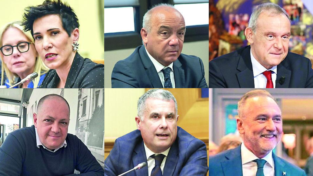 Da sinistra in senso orario Desirè Manca, Gianni Chessa, Ettore Licheri, Roberto Deriu, Silvio Lai, Ugo Cappellacci