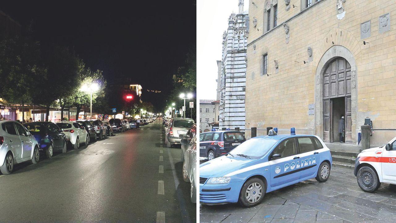 A sx viale IV Novembre, il viale della movida termale, a dx il Tribunale di Pistoia (foto Nucci)