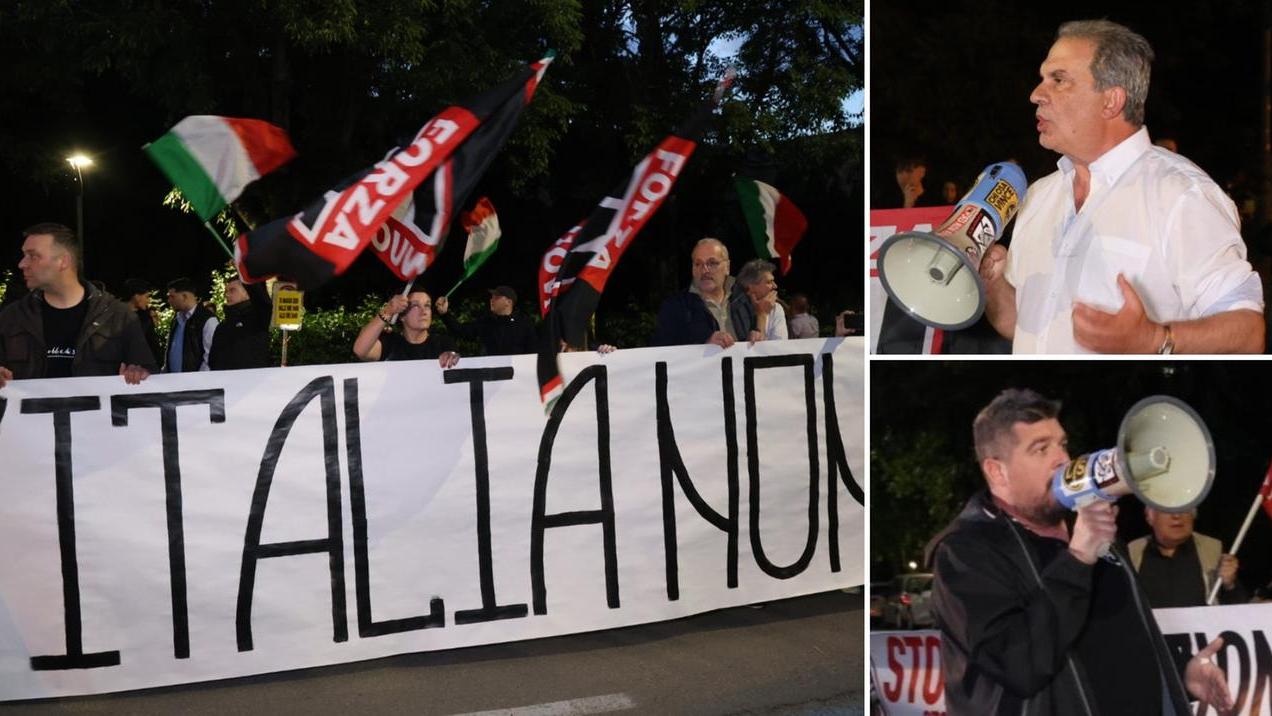 La manifestazione di Forza Nuova con Fiore e Castellini