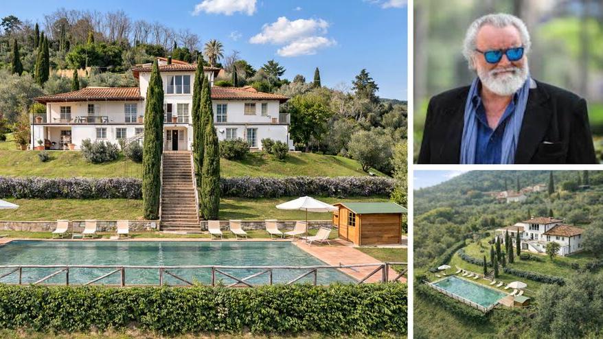 L'attore e due immagini della villa