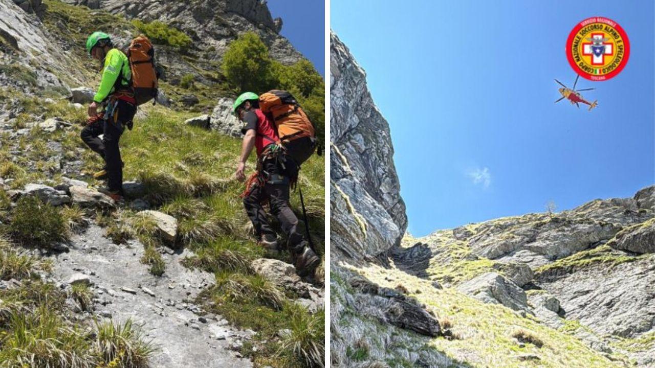 
	L'intervento dei tecnici del Soccorso alpino e dell'elisoccorso

