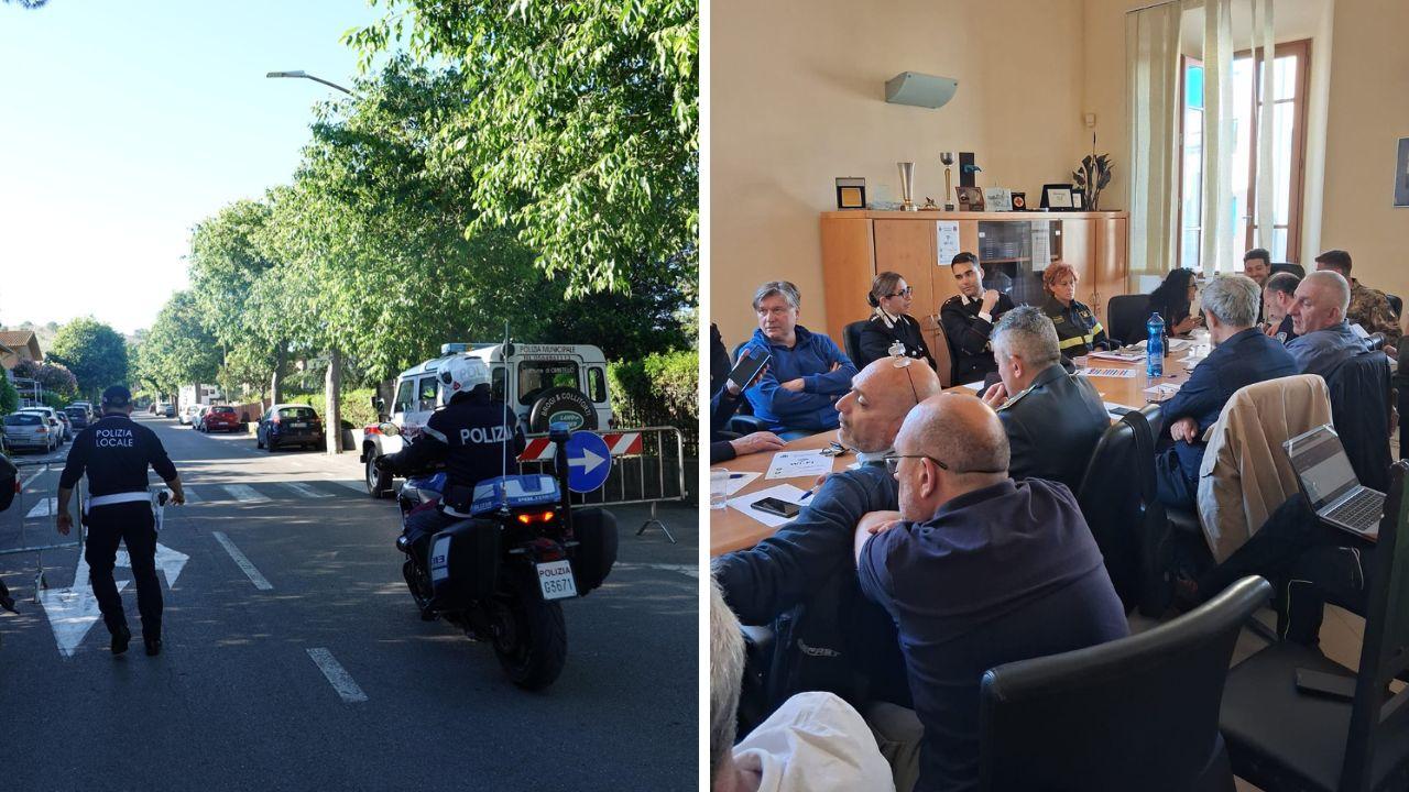 I controlli della polizia per gli accessi nell'area della bomba (foto Enzo Russo) e il coc a Orbetello