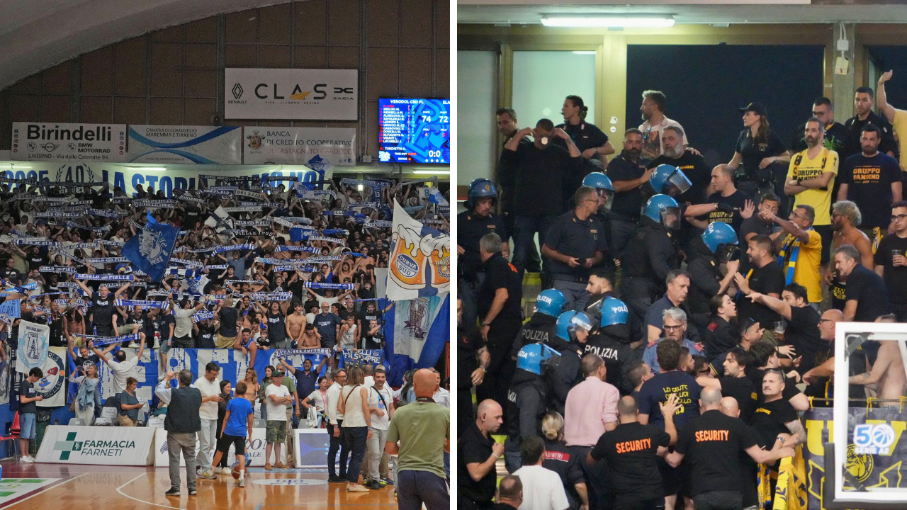 La Curva PL e i tafferugli nel settore ospiti