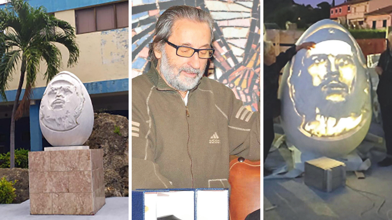 
	La scultura illuminata e non e al centro Giuseppe Bartolozzi

