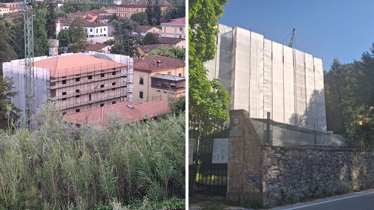 I due lati del cantiere a Bagni di Lucca