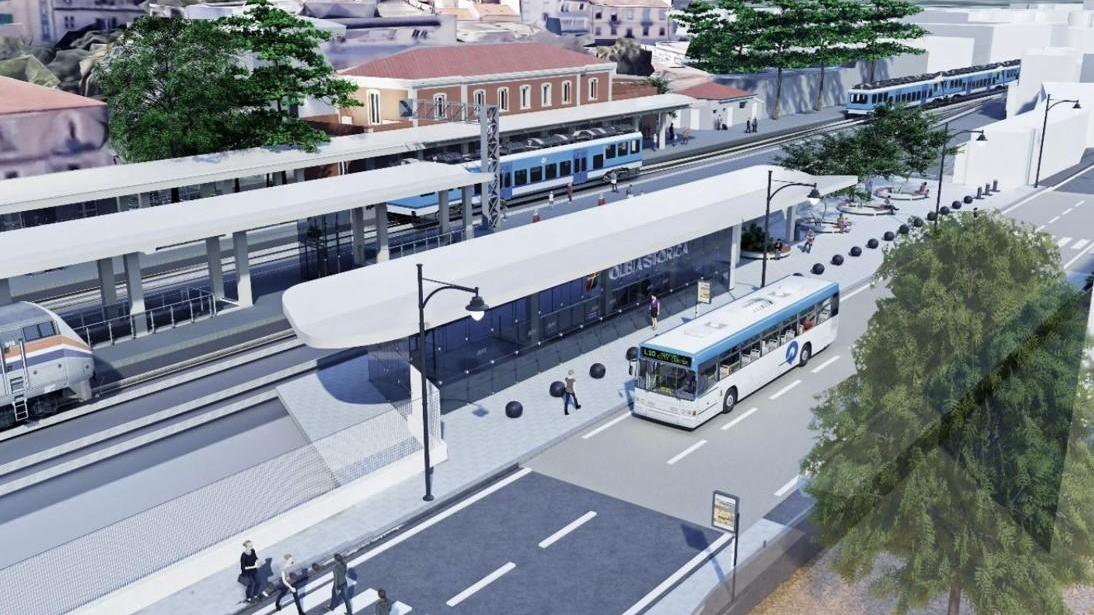 Il rendering della vecchia stazione dopo i lavori