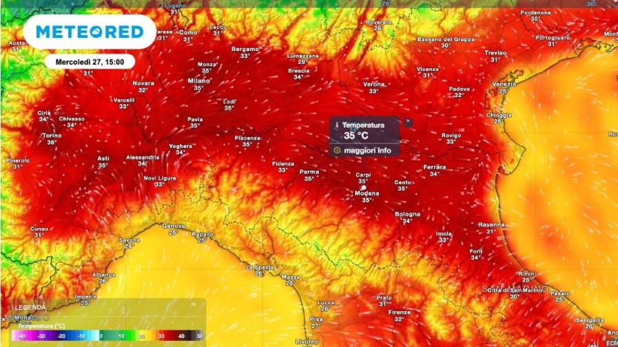 Le temperature di mercoledì 27 maggio