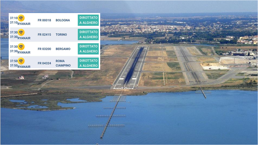 Nebbia sull’aeroporto di Cagliari, voli del mattino dirottati su Alghero: ecco quali