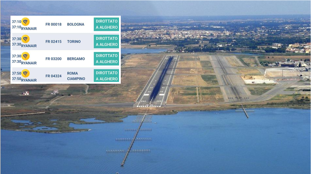 Nebbia sull’aeroporto di Cagliari, voli del mattino dirottati su Alghero: ecco quali