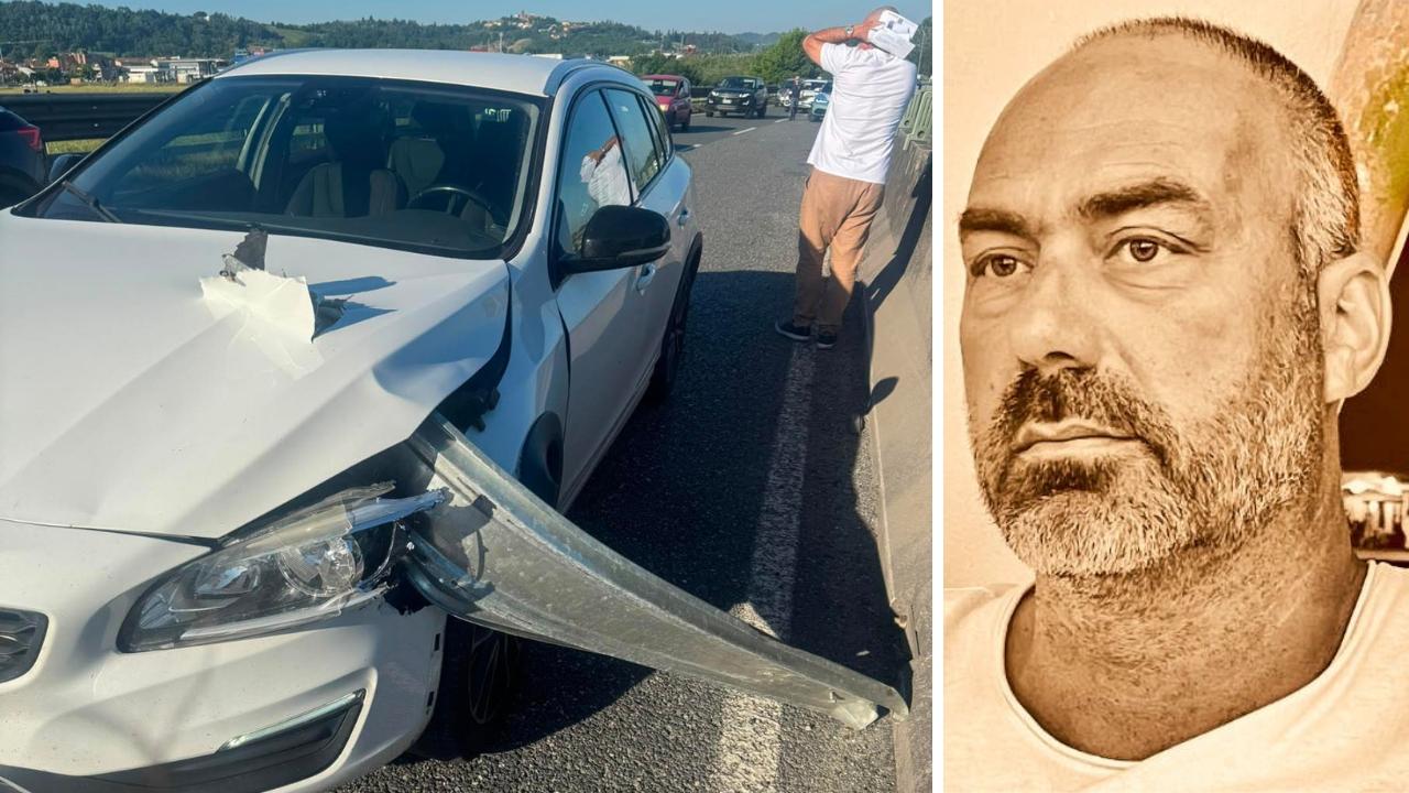L'auto trafitta e Marco Andreini