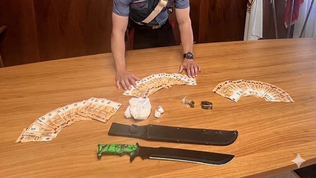 Sassari, guida senza patente e nell’auto ha droga e un machete: arrestato