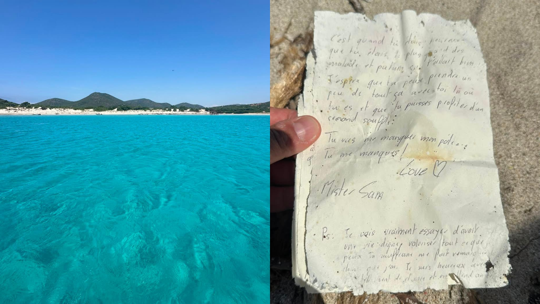 Cala Zafferano, il mare restituisce una lettera di addio a un amico scomparso: «Mi manchi»