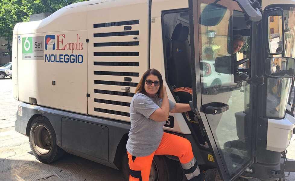 
	Lucia Baldon nel suo ultimo giorno di lavoro

