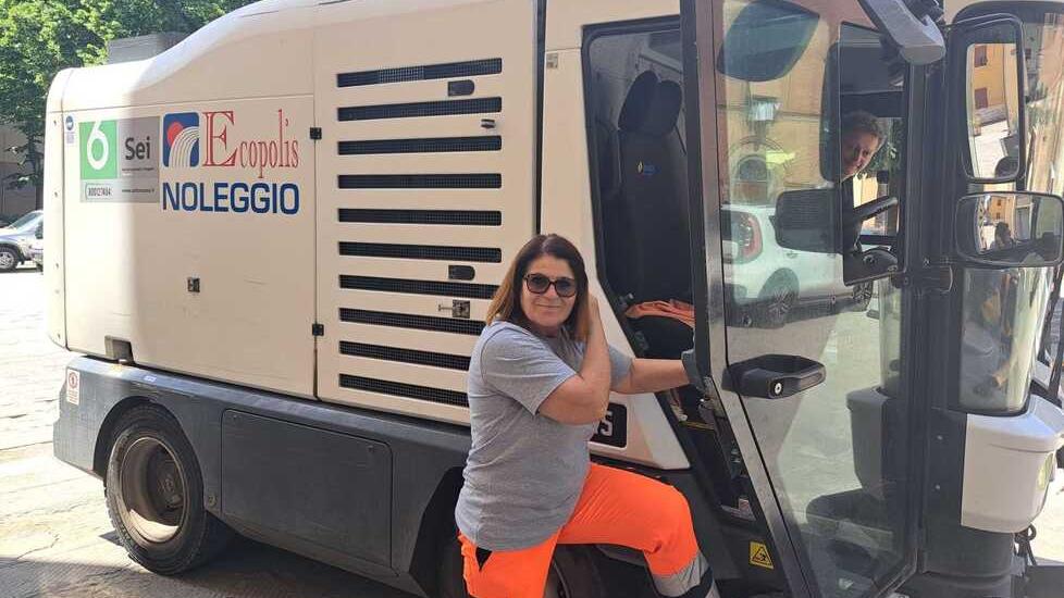 Lucia Baldon nel suo ultimo giorno di lavoro