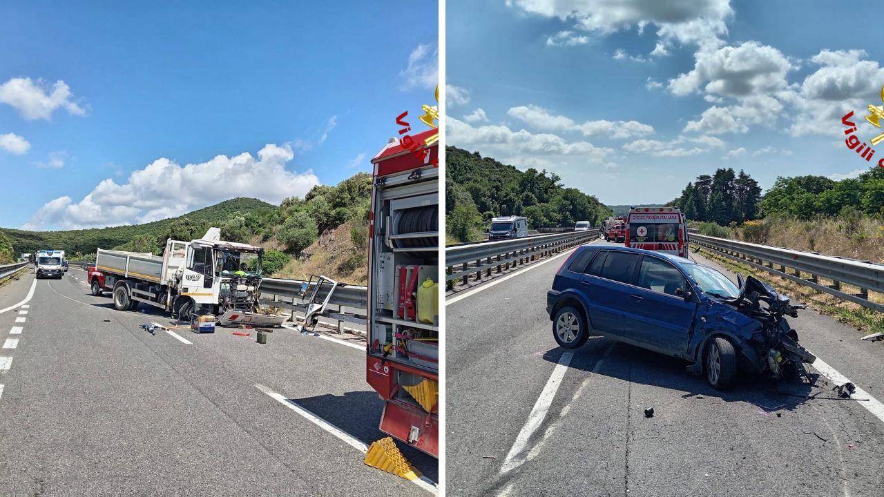 Scontro auto-furgone: i mezzi di soccorso sul posto