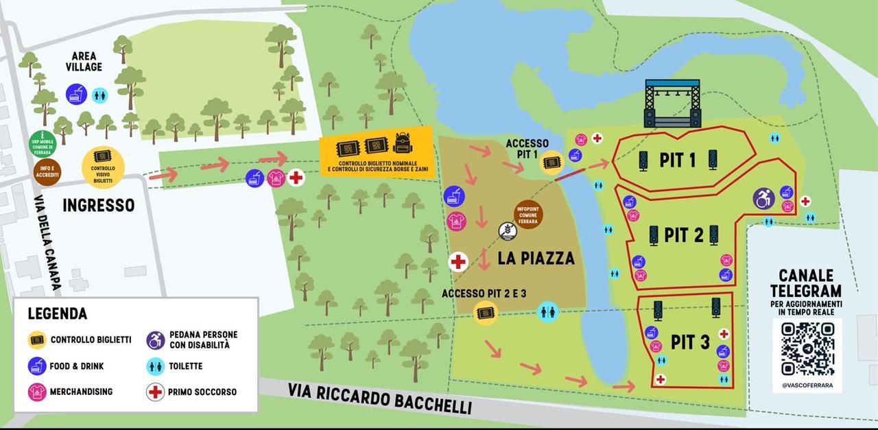 Vasco a Ferrara, Bassani Park è ormai pronto: la mappa e cosa sapere