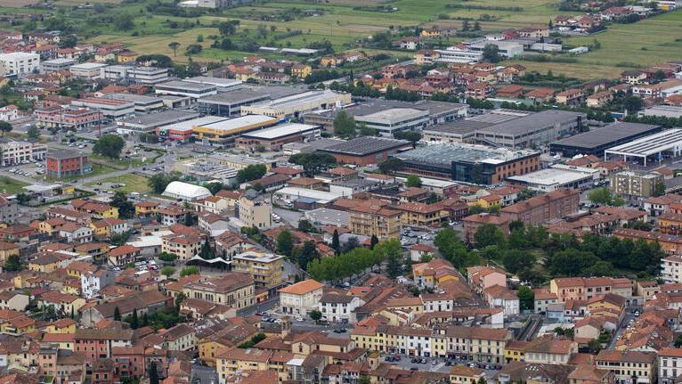 Una veduta aerea dell'area tra Monsummano e Pieve a Nievole (foto Nucci)