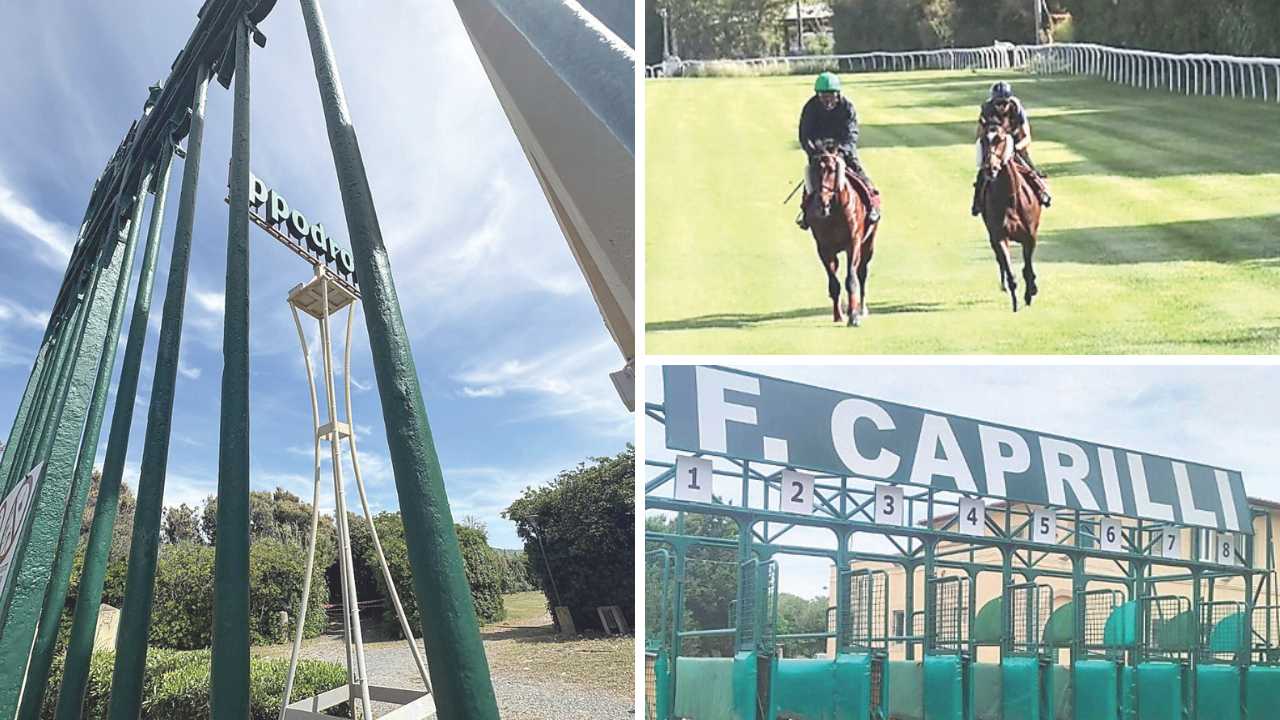 L'ippodromo Caprilli, a destra la prova della pista e le gabbie 