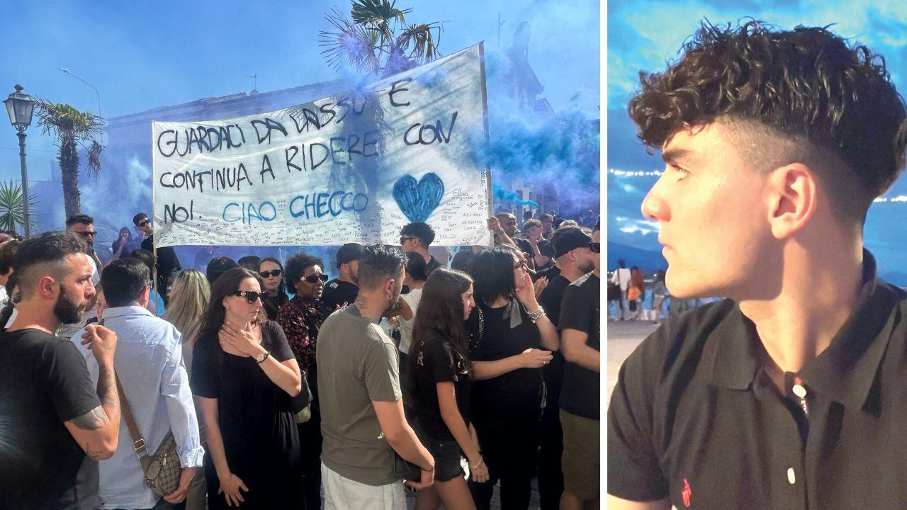 
	Da sx la folla ai funerali di Francesco Lettieri, a dx la vittima (foto Iacopo Giannini)

