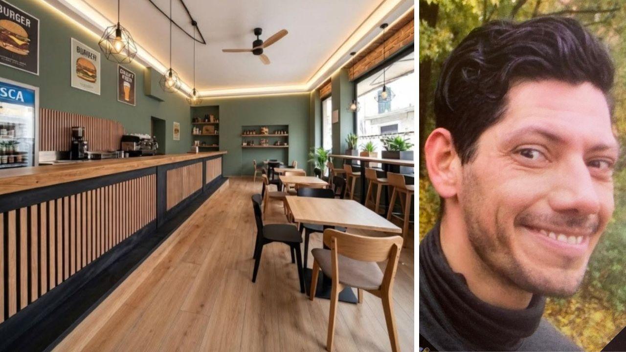 La riproduzione al computer degli interni del Burgerbar di Pontedera e il titolare Pablo Emilio Muñoz