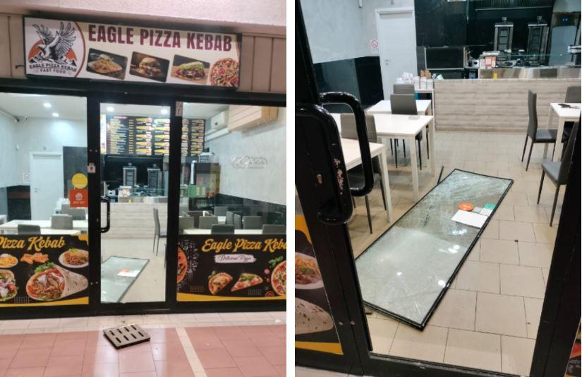 Spaccata notturna all’Eagle Pizza Kebab: ladro sfonda la porta con un tombino e porta via 700 euro
