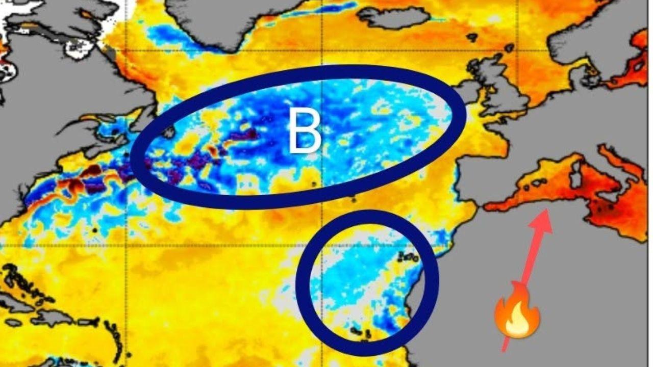La mappa SSTA che annuncia il fenomeno estremo in arrivo (Elaborazione Cmt)