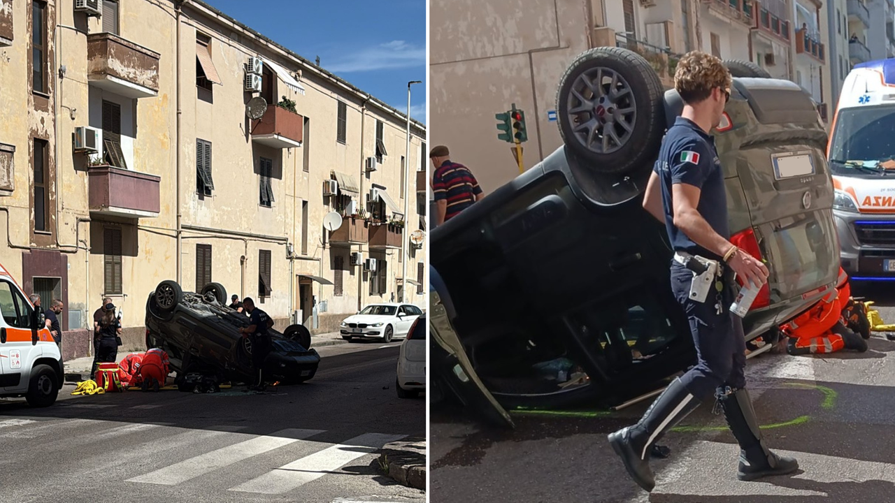 Paura a Sassari, perde il controllo dell’auto e si ribalta: ferita una donna