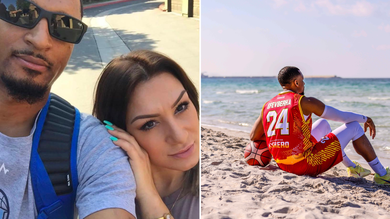 
	A sinistra Mike con la moglie&nbsp;Eleonora,&nbsp;a destra il cestista sulla&nbsp;spiaggia di Maria Pia ad Alghero (foto di Eleonora Chessa)

