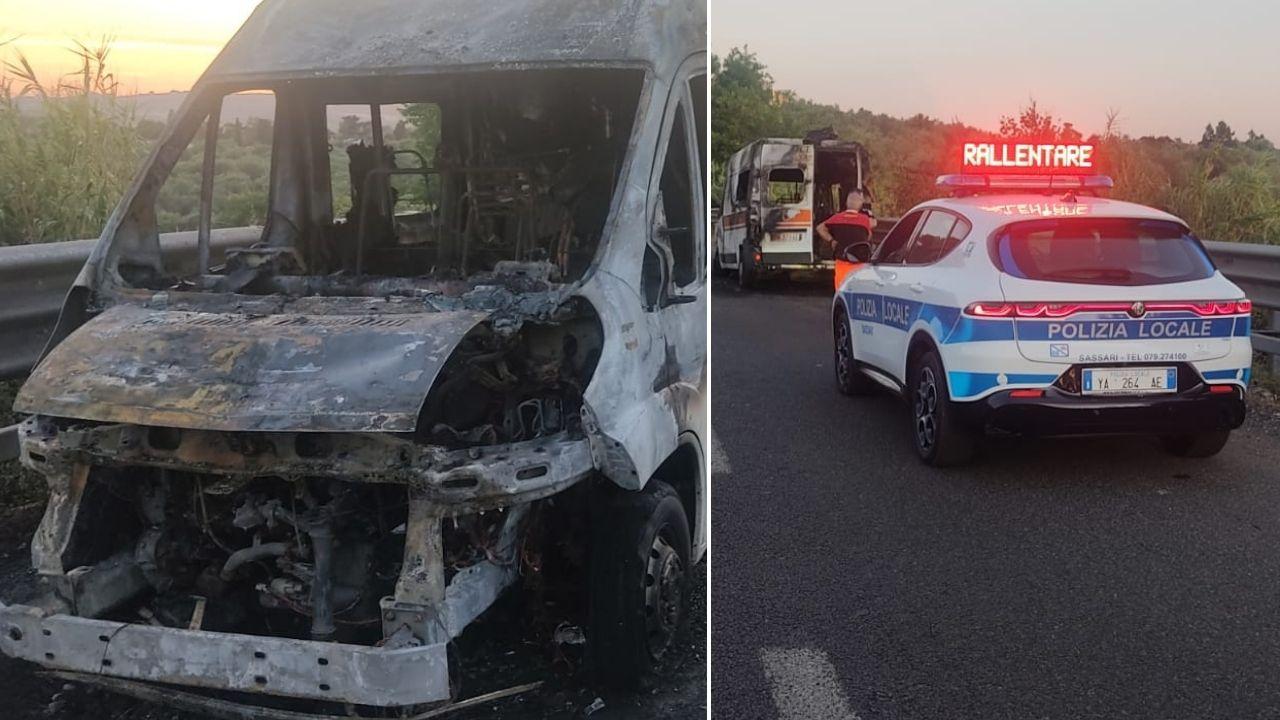 Sassari, paura sulla 131: un’ambulanza prende fuoco durante la marcia