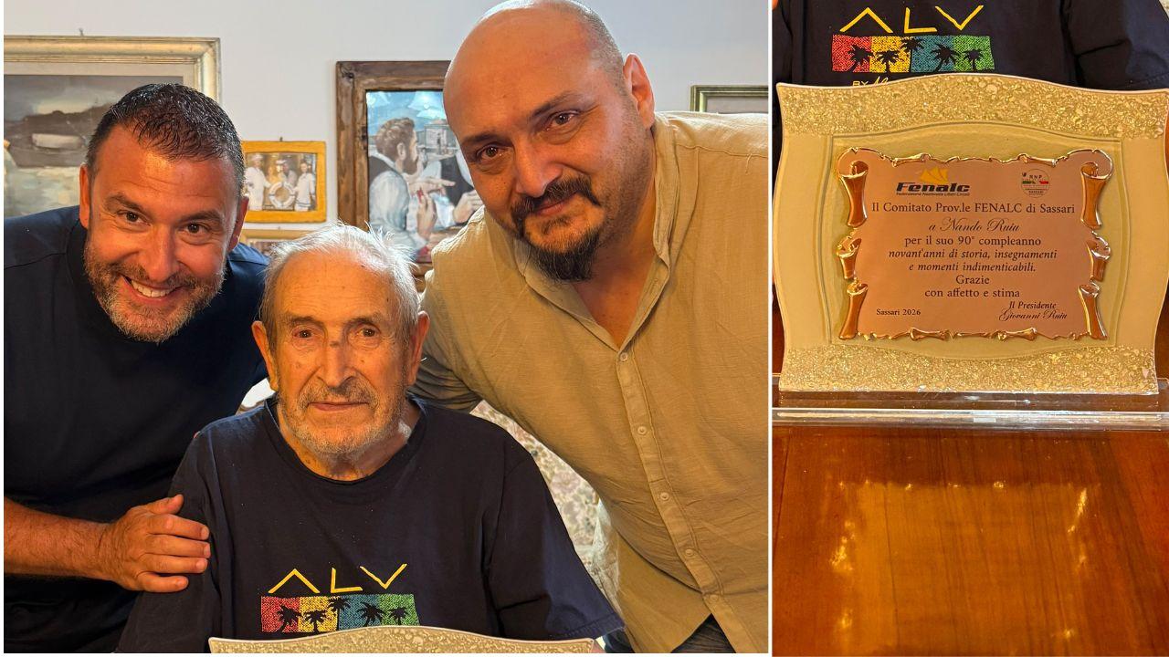 Sassari, Nando Ruiu compie 90 anni: la Fenalc festeggia lo storico presidente