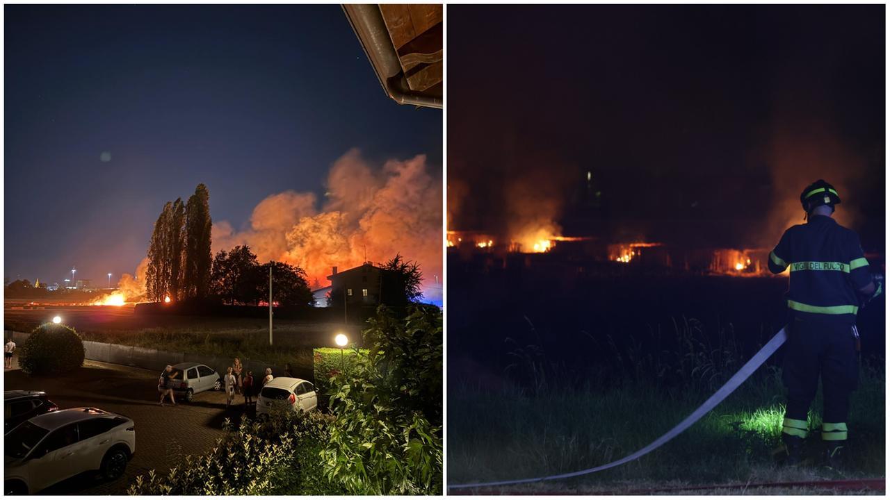 L'incendio e le operazioni di spegnimento (Foto di Luigi Esposito)