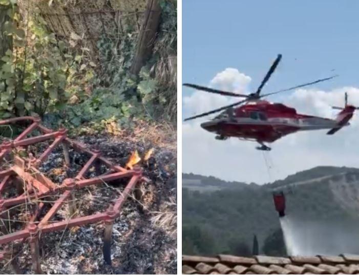 Fiamme sulla collina di Montericco, in azione tre squadre dei vigili del fuoco