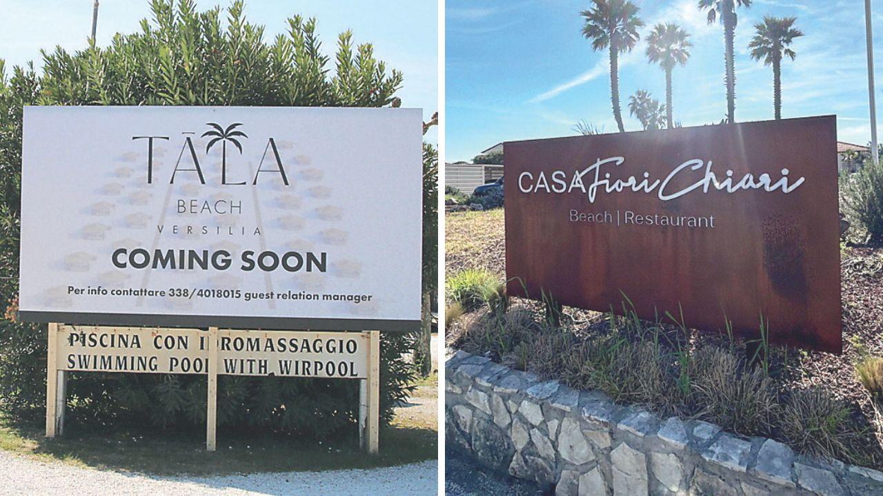 Il Tala Beach e il Casa Fiori Chiari, due dei nuovi stabilimenti balneari di Marina di Pietrasanta