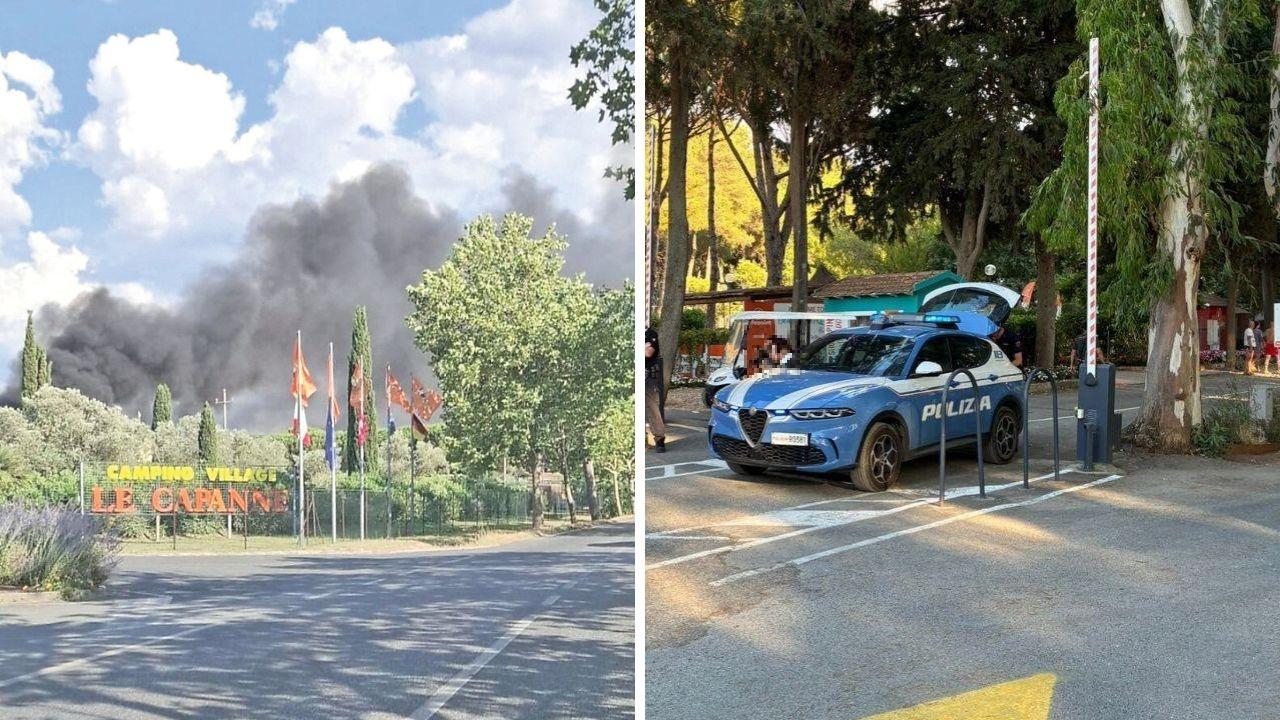 
	Polizia sul posto e il fumo in zona (foto Falorni/Stick)

