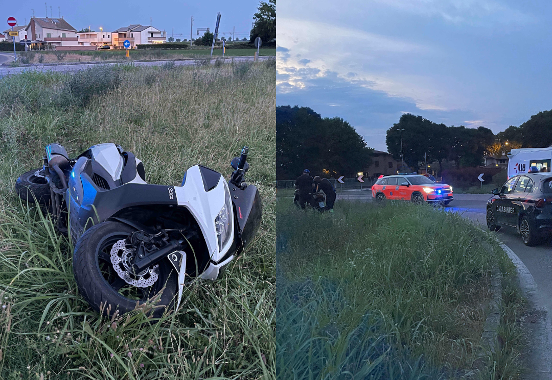 Vigarano Pieve, non si accorge della rotatoria e ci finisce dentro con lo scooter