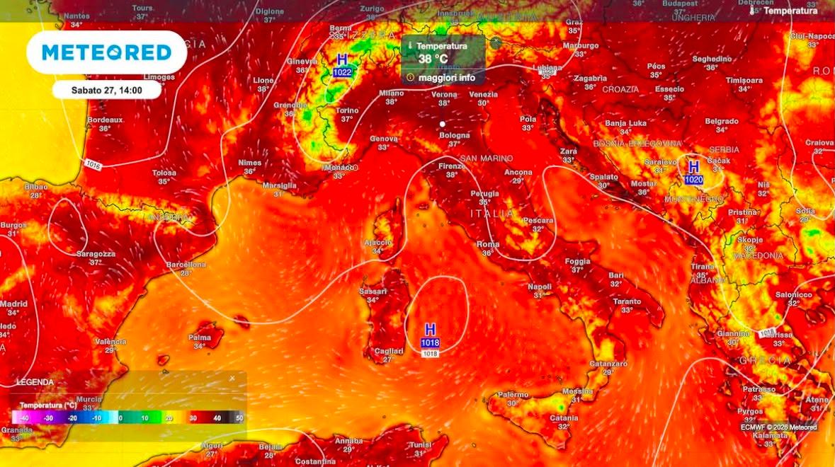 
	La previsione per sabato 27 giugno

