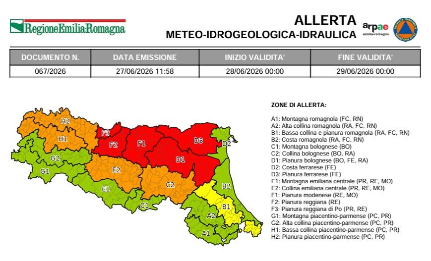 Caldo, allerta meteo rossa per temperature estreme sulla pianura emiliana: è la prima volta