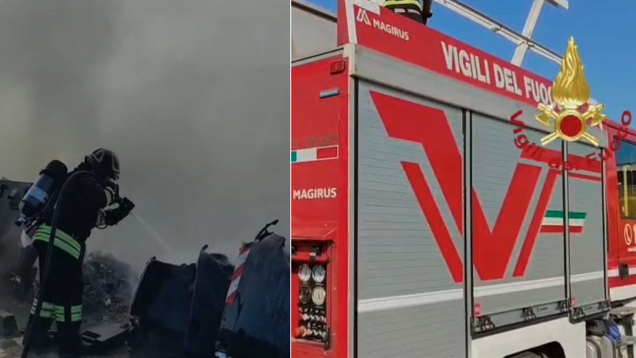 Fiamme all’ecocentro, scatta l’intervento dei Vigili del fuoco