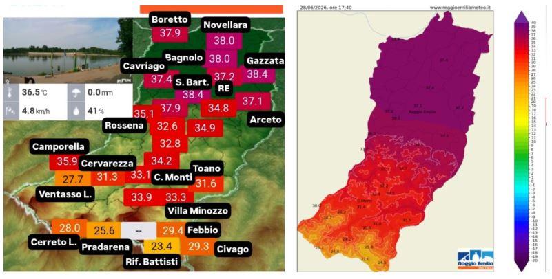 Caldo record: il picco 38,4° a Gazzata e San Bartolomeo. E domani ancora allerta rosa