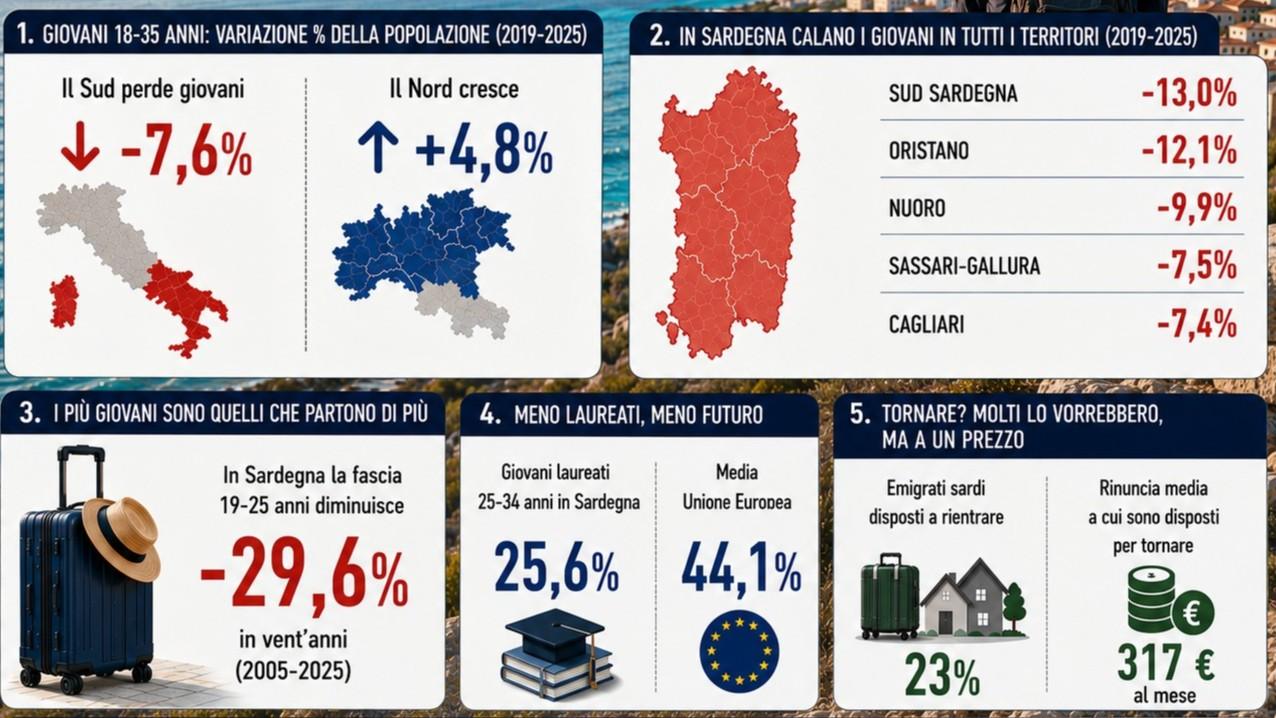 Fuga dei giovani dalla Sardegna, sempre più under 35 costretti a partire: tantissimi sono laureati