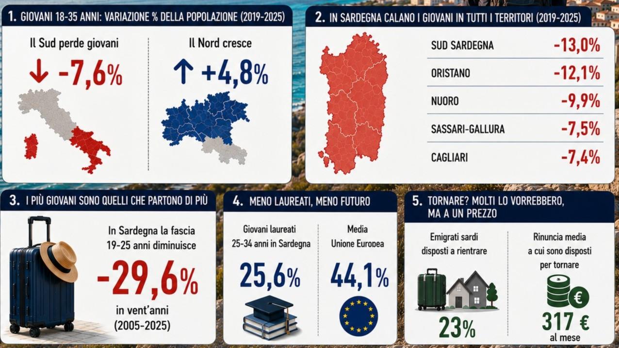 Fuga dei giovani dalla Sardegna, sempre più under 35 costretti a partire: tantissimi sono laureati