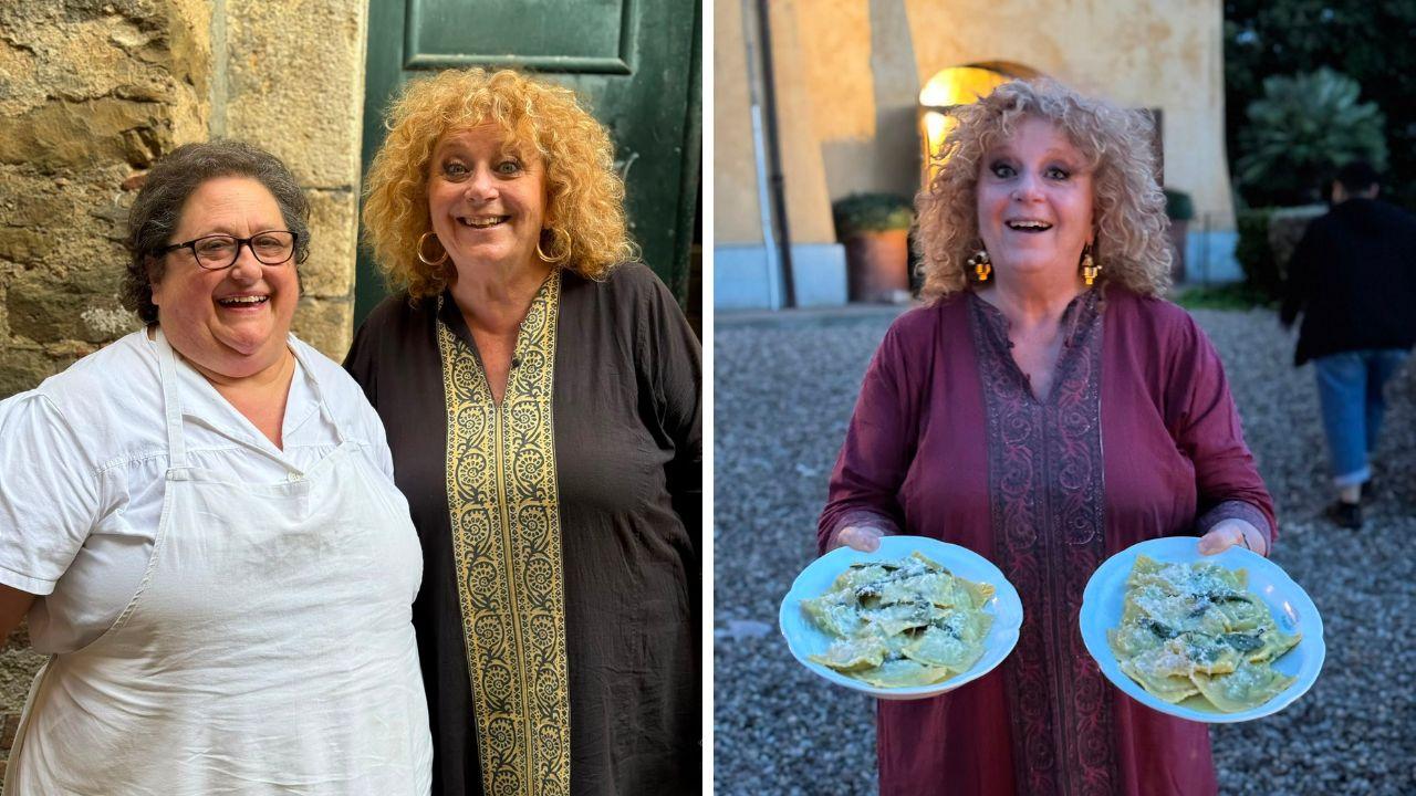 Luisanna Messeri con Valeria Piccini e con un piatto tipico
