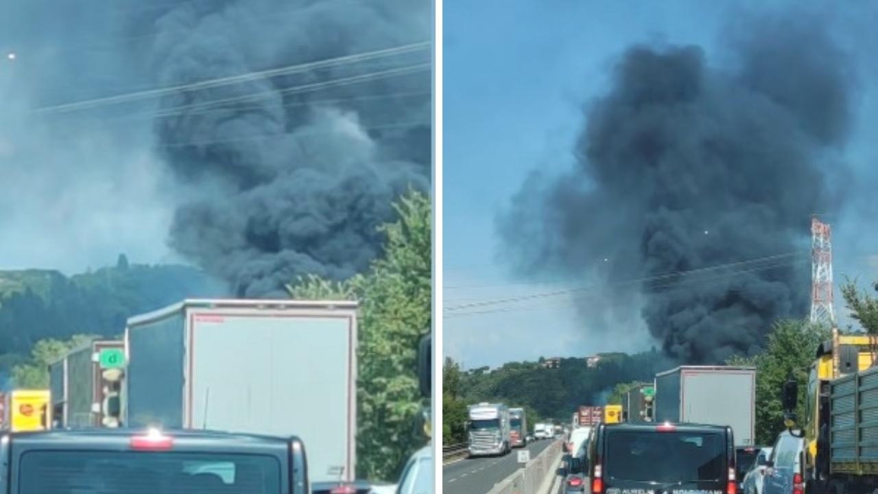 L'incendio vicino alla Fi-Pi-Li