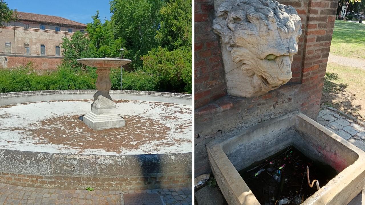 Ferrara, a parco Massari c’erano una volta fontana e leone: oggi il degrado
